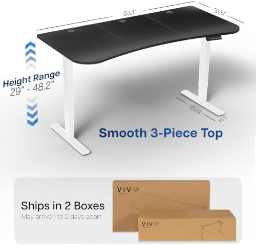 VIVO Black Carbon Fiber 63 x 32 in Standing Desk, DESK-KIT-1W1R
