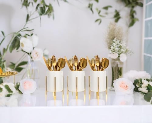 Pencil Holders & Pen Holders Gold Desk Accessories for Women Strong Metal and Ceramic Pen cup(High5.5'' x wide3.8'')