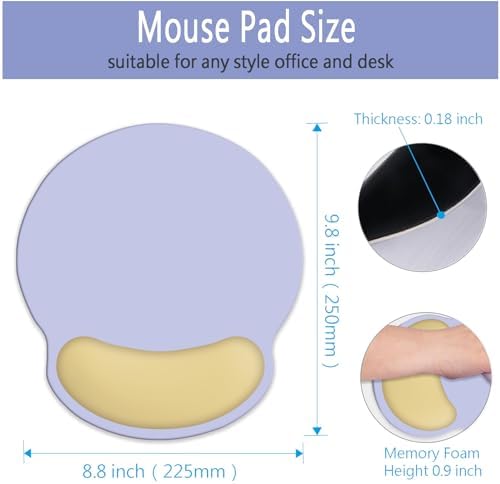 Ergonomic Mouse Pad, Mouse Pad with Wrist Support, Comfortable Gaming Mouse Pads with Non-Slip PU Base for Computer, Laptop, Office & Home (Purple- Beige)