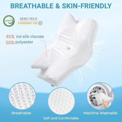 Elviros Cervical Memory Foam Pillow,2 PCS Pillow for Neck & Shoulder Pain
