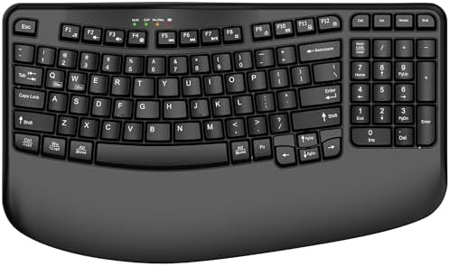 EDJO Wireless Ergonomic Keyboard with Wrist Rest, Wave Keys