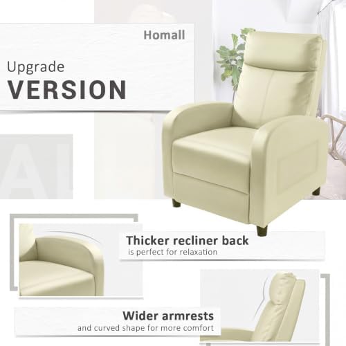 Homall Recliner Chair, Recliner Sofa PU Leather for Adults, Beige Recliners
