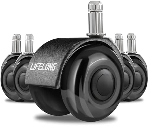 Lifelong Dual Office Chair Wheels Replacement, Heavy Duty, 5-Pack Fits 98%