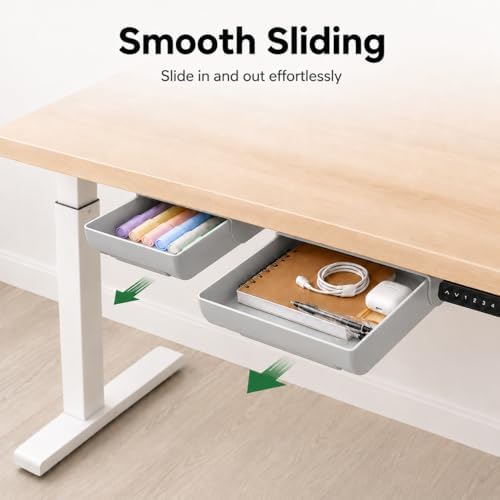 Under Desk Drawer, 2 Pack Self Adhesive Slide Out Desk Storage Drawers