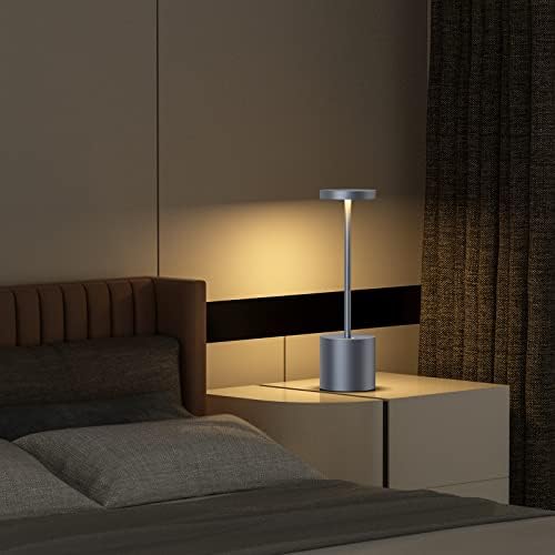 SAKRINGT 2 Pack Cordless Table Lamp Rechargeable,5000mAh Battery Operated Portable LED Table Light,Dimming Desk Lamp for Patio/Restaurant/Outdoor (Grey)