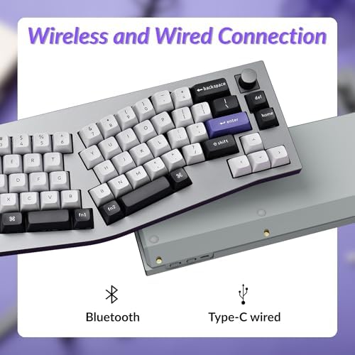 Keychron Q8 Pro Full-Metal Wireless Custom Mechanical Keyboard, 65% Alice Layout Bluetooth/Wired, QMK/VIA, Hot Swappable, 1000 Hz Polling Rate, RGB Backlit for Mac Windows Linux-Grey