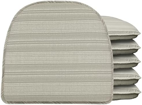 Klear Vu Raindrop The Gripper Non Slip Chair Cushions, Soft & Comfortable Seat Pad, Sitting Pillow for Kitchen, Dining or Office, 6 Count (Pack of 1), Boardwalk Stripe