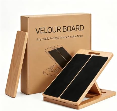 Premium Wooden Slant Board, Adjustable Calf Stretcher & Squat