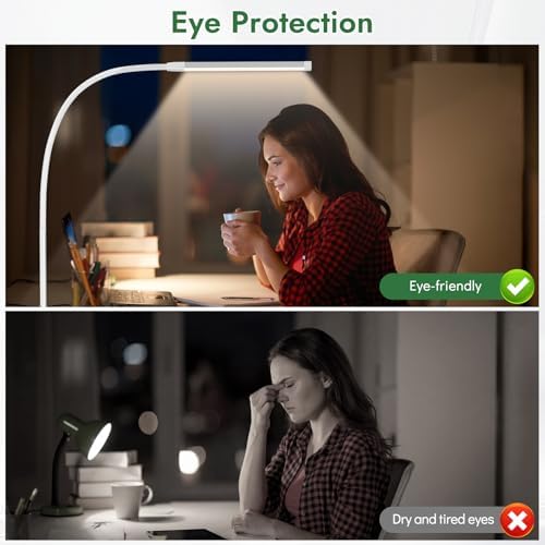 Clamp Lamp for Desk, Eye-Caring LED Clip Light for Home Office