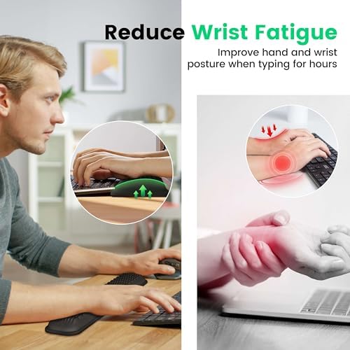 MEKASS Keyboard Wrist Rest, Soft Memory Foam Wrist Support for Keyboard, Arm Rest for Desk Wrist Pain Relief, Wrist Pad for Long Hours of Work, Gaming, Studying (Light Blue)