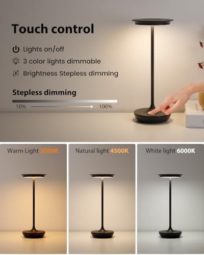 LED Cordless Table Lamp 5000mAh Battery Rechargeable Table Light