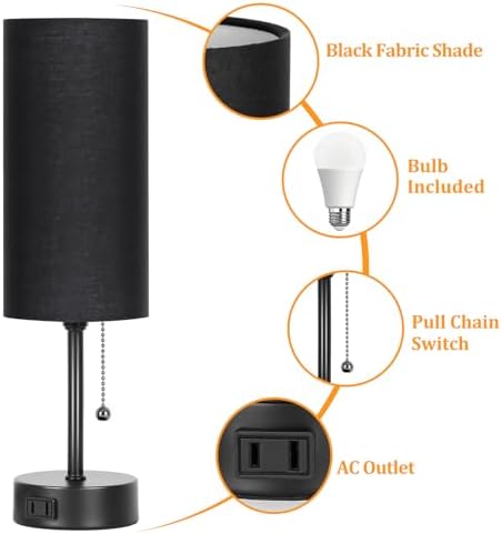 Dott Arts Table Lamp for Bedroom, 3-Color Bedside Lamps with Pull Chain