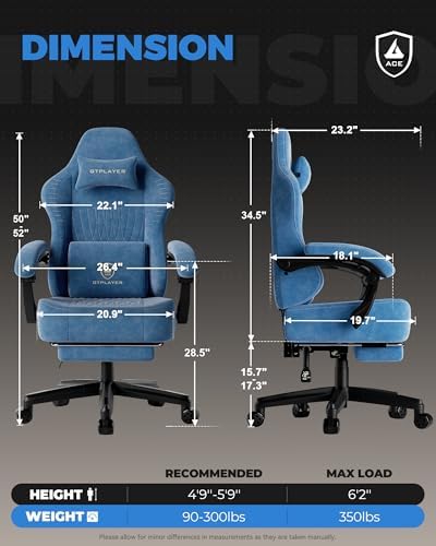 GTPLAYER Gaming Chair, Comfort Computer Office Chair for Adults, Blue New