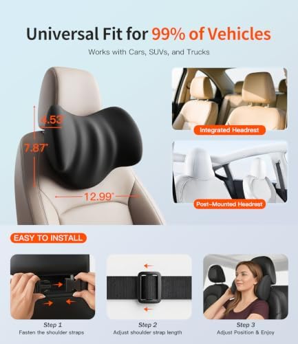 2-Pack Car Neck Pillow: Ergonomic Neck Support for Long Drives