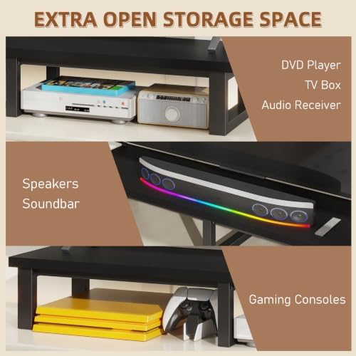 YAOHUOO 45" Large TV Riser for 32-60 inch TV, TV Riser Stand Shelf,Black