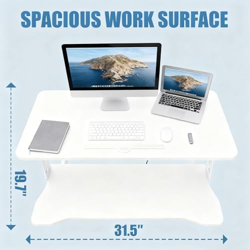 Standing Desk Converter, Height Adjustable, Dual Monitor with Keyboard Tray