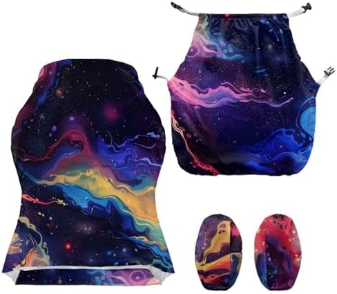Gaming Chair Seat Cover Galaxy Purple Office Seat Covers with Armrest Cover Reclining Desk Chair Protector Cover Decor for Home Gameroom