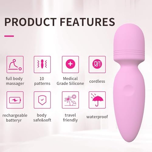 Mini Wand Massager,Small Cordless Hand-held Massager,Quiet,Rechargeable Personal for Neck Shoulder Back Body Massage[4.35 * 1.18 in]