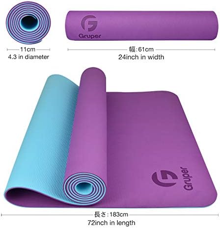 Gruper Yoga Mat Non Slip, Eco Friendly Exercise Mat with Carrying Strap
