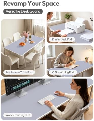 YSAGi Leather Desk Pad Protector, Office Desk Mat, Large Mouse Pad, Non-Slip PU Leather Desk Blotter, Laptop Desk Pad, Waterproof Desk Writing Pad for Office and Home (Soft Lavender,47.2" x 23.6")