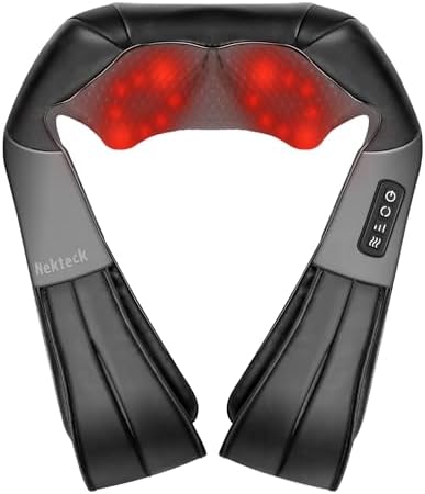 Nekteck Shiatsu Neck Massager with Heat for Pain Relief, NOT Cordless