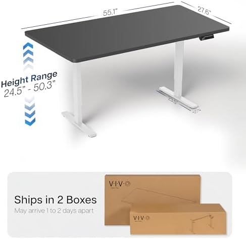 VIVO Black 55 x 28 in Standing Desk, DESK-KIT-2W55B