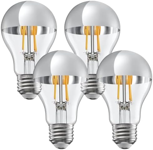 TORCHSTAR 4-Pack A19 Dimmable Half Chrome Light Bulb UL Listed 2700K Silver