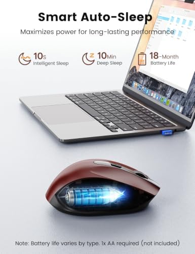 Red Wireless Mouse for Laptop, Quiet Cordless Computer Mice for Office