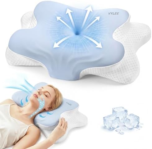 VYLEE Cervical Neck Pillow for Pain Relief, Cooling Memory Foam Pillow