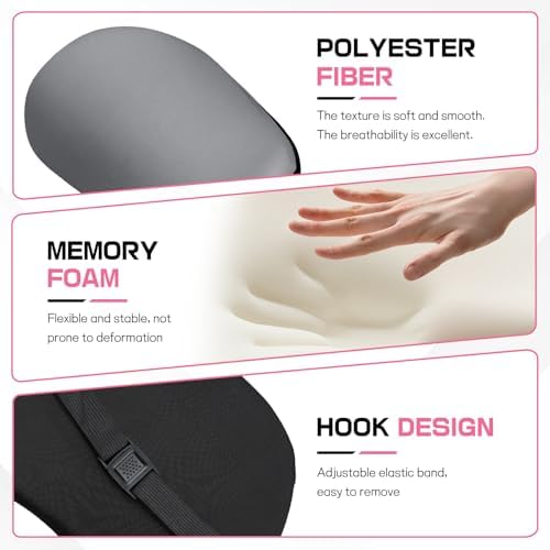 2PCS Car Neck Pillow and Lumbar Support Pillow Set, Ergonomic Memory Foam Back & Neck Support Pillows for Car Seat, Office Chair, Driver Head & Back Cushion and Pain Relief (Gray)