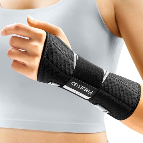 FREETOO Carpal Tunnel Wrist Brace Night Support.Black,Left Hand,S/M