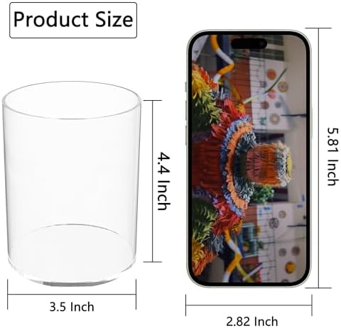 Clear Acrylic Pen Holder Round Shape, Desktop Pencil Cup Holder, Countertop Stationery Organizer for Office Desk Accessory