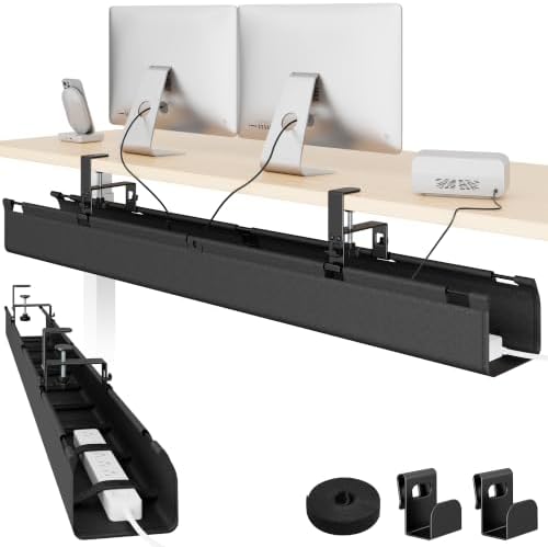 PEGZONE No Drill Under Desk Cable Management Tray, 47.2" Fabric Organizer