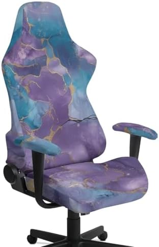 Office Chair Covers Stretchable Gaming Chair Cover Removable Washable Armchair Slipcovers with Arms Purple Computer Chairs Seat Slipcovers Fits Most Office/PC Chairs