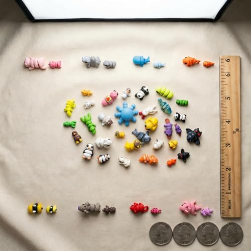 102PCS Mini & Tiny 3D Printed Animals, Flexible Articulated Fidget Toys