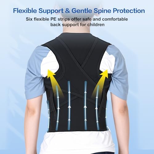 babaka Back Brace Posture Corrector for Kids, Adjustable Full Back Support, for Upper and Lower Back Pain Relief, Scoliosis, Dowagers Hump, Hunchback, Thoracic, Spine Corrector，Medium