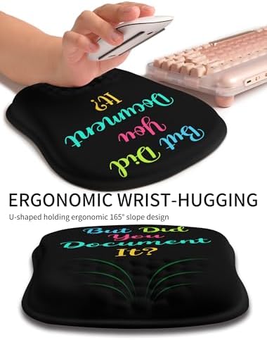 Hokafenle Ergonomic Wrist-Hugging Mouse Pad Wrist Support, U-Shaped Holding Wrist Rest Mousepad for Carpal Tunnel Pain Relief with Cushioned Memory Foam Slope Massage Bulge (10.2x8.3 in,Document it)