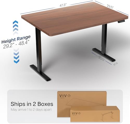 VIVO Dark Walnut 48 x 30 in Standing Desk, DESK-KIT-1B5D