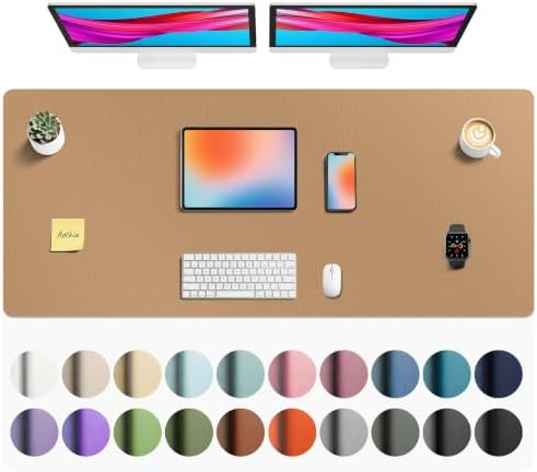 Aothia Faux Leather Desk Mat Mouse Pad, 55" x 24", Khaki