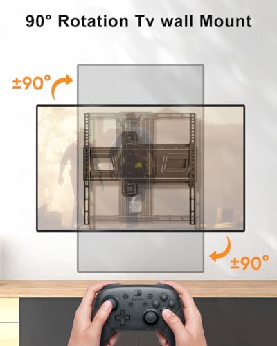 Landscape to Portrait Rotating TV Wall Mount for Vertical Mounting of Displays,Menu Wall Board Mount for 26-65" TVs Holds 88 lbs, Full Motion Corner TV Mount Height Adjusted,VESA 400x400,FORGINGMOUNT