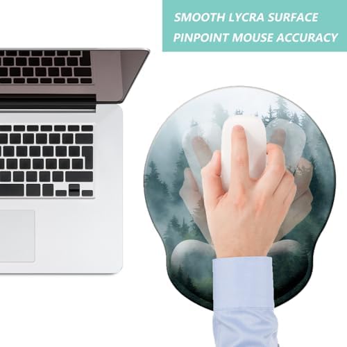 Mouse Pad with Wrist Support, Ergonomic Mouse Pad with Memory Foam Wrist Rest Cushion, Non-Slip Rubber Base Gaming Mice Pad for Home Office Computer Laptop, Forest