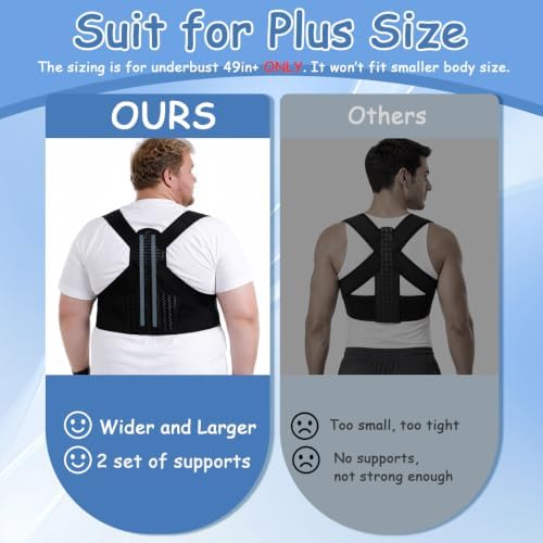 Plus Size Back Brace, Posture Corrector for Women & Men Plus Size, 3XL