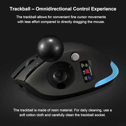 ciciglow Wireless Trackball Mouse, Ergonomic Design, 8000 DPI, 8 Buttons