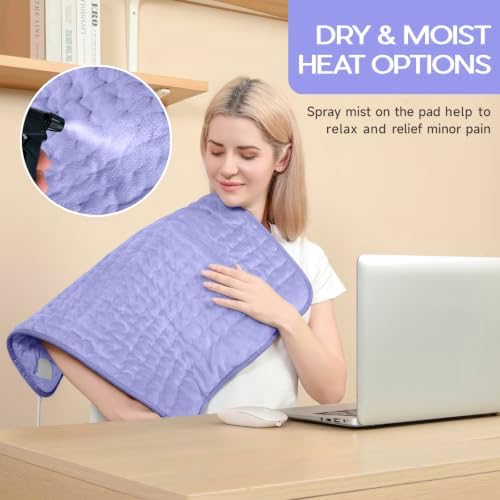 Heating Pad for Back, Neck, Abdomen, Fast Heating Electric Pad for Neck and Shoulders, Soft Dry/Moist Therapy, Auto Off Timer, Cozy Mother' s Day Gift Perfect for Women/Moms