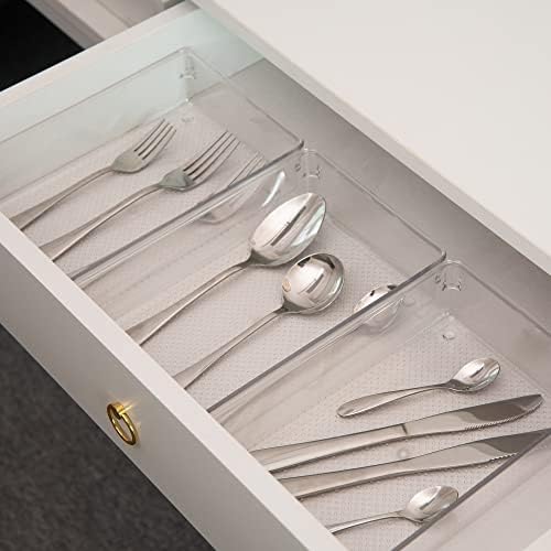 5 Pack Clear Plastic Drawer Organizer Tray Cutlery Utensil Makeups Drawer Silverware Organizers 6" X 9"
