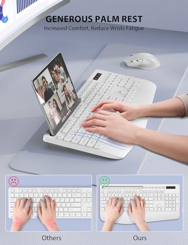 Wireless Keyboard and Mouse Combo - Full-Sized, Ergonomic Wrist Rest