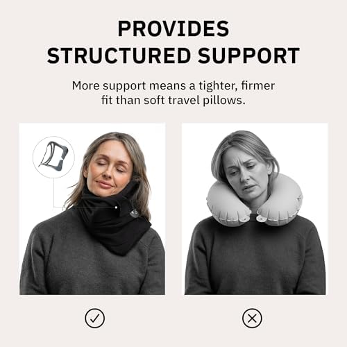 Trtl Pillow Plus - Airplane Neck Pillow for Traveling - Height-Adjustable, Breathable Travel Pillow for Head and Neck Support While on Planes, Cars, and Trains - Machine Washable