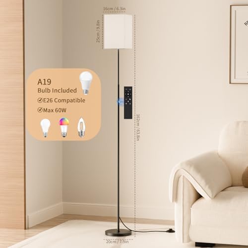 SIBRILLE 63.8" Square Floor Lamp with White Fabric Shade