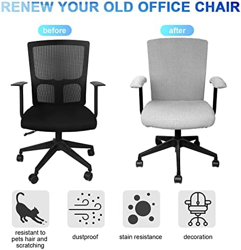 Tallew 4 Pcs Office Chair Covers Stretchable Armrest Seat,XL,Silver Gray