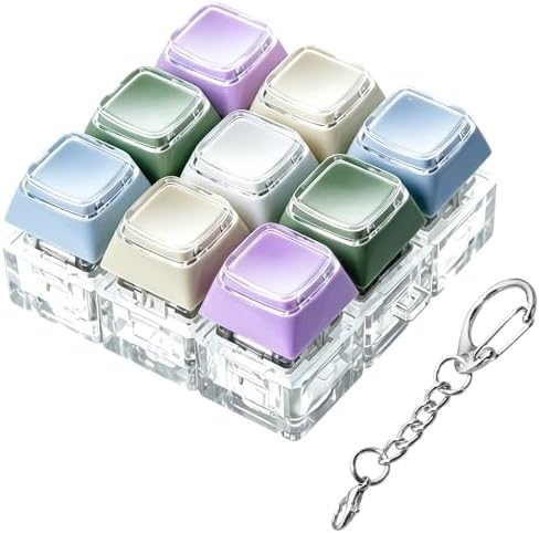 Double Layer Keycap Keyboard Fidget Toy, Keyboard Fidget Keychain 9-in-1 Keyboard Decompression Button Finger Clicker Toys, Click Buttons Fidget Toy ADHD Sensory Fidget Toy Stress Relief Gifts（Color